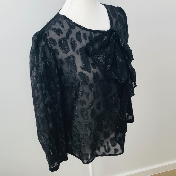 ZARA size M long sleeved black glitter blouse with gathered detailing - Picture 9 of 10